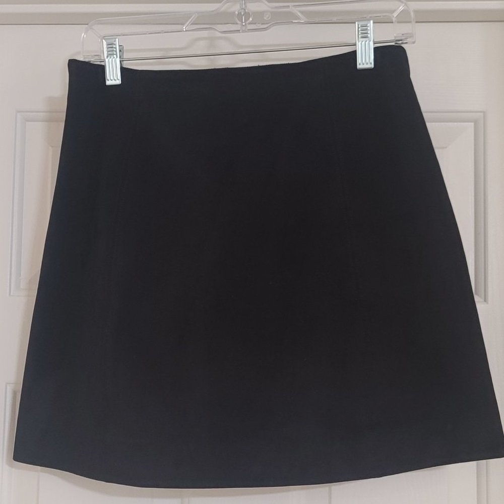 Babaton Black Suede Mini Skirt